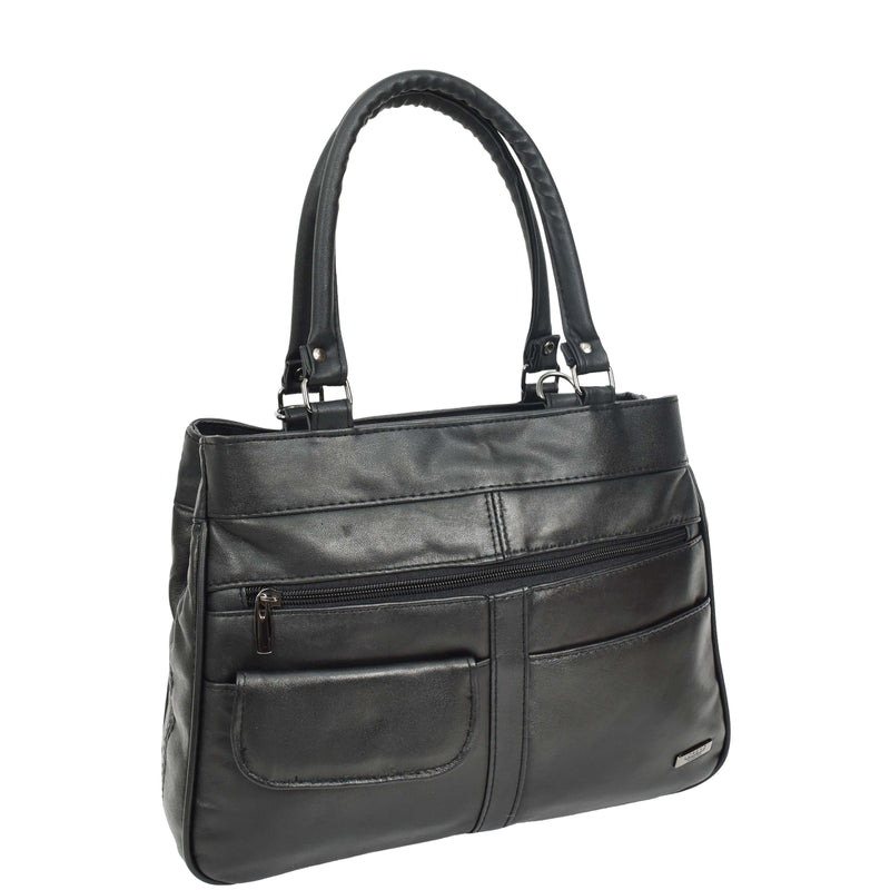 Womens Real Leather Shoulder Bag Large Size HOL3591 Black 8
