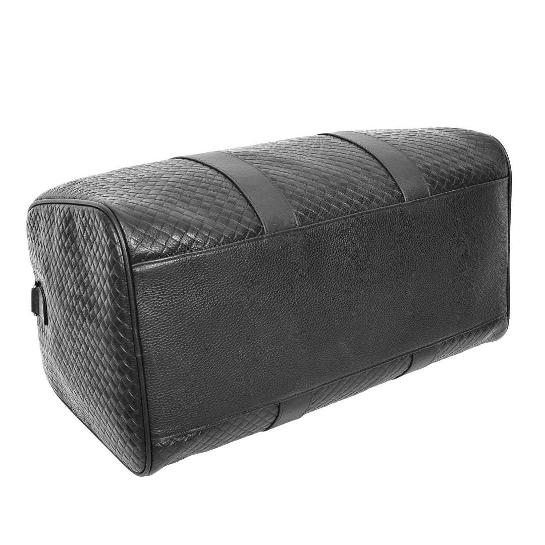 Men's Real Leather Holdall Bag With Laptop Section Weekender Travel Duffle Myles Black