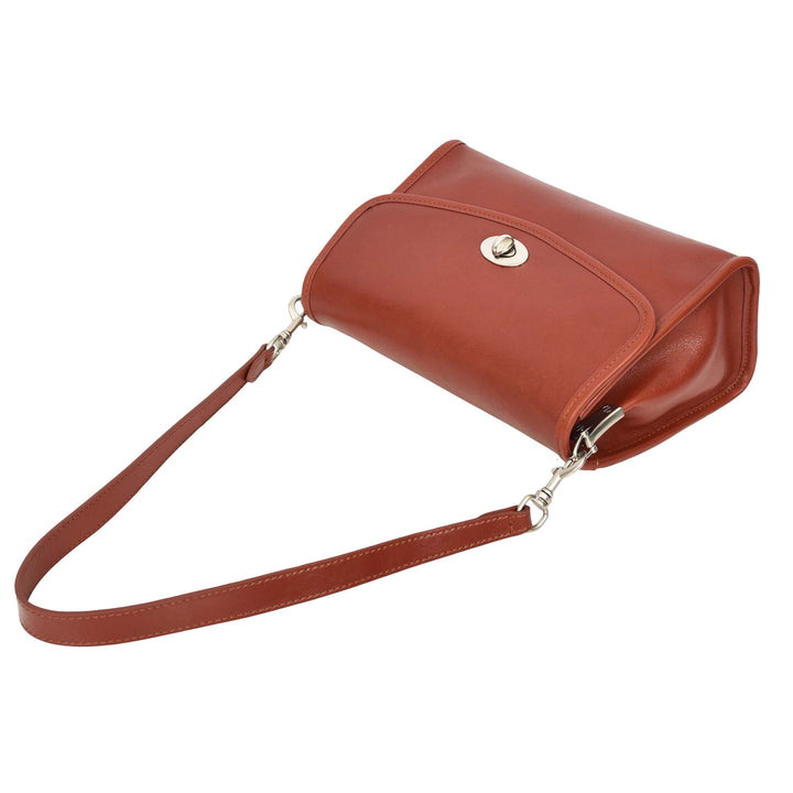 Women's Genuine Leather Flap-Over Crossbody Shoulder Bag with 2-in-1 Style Arden Burgundy