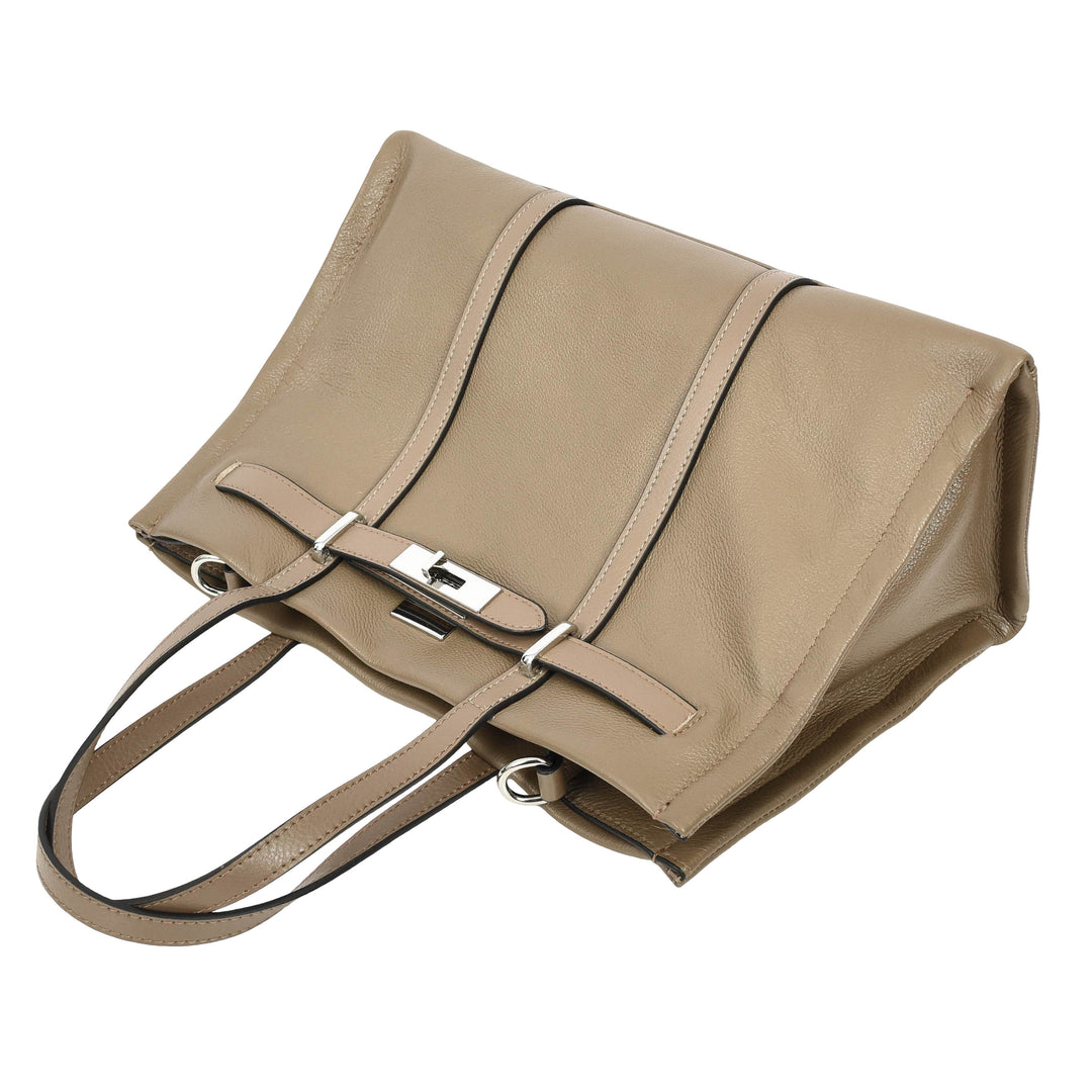 Women's Real Leather Handbag Detachable Strap Shoulder Bag Raven Khaki 5
