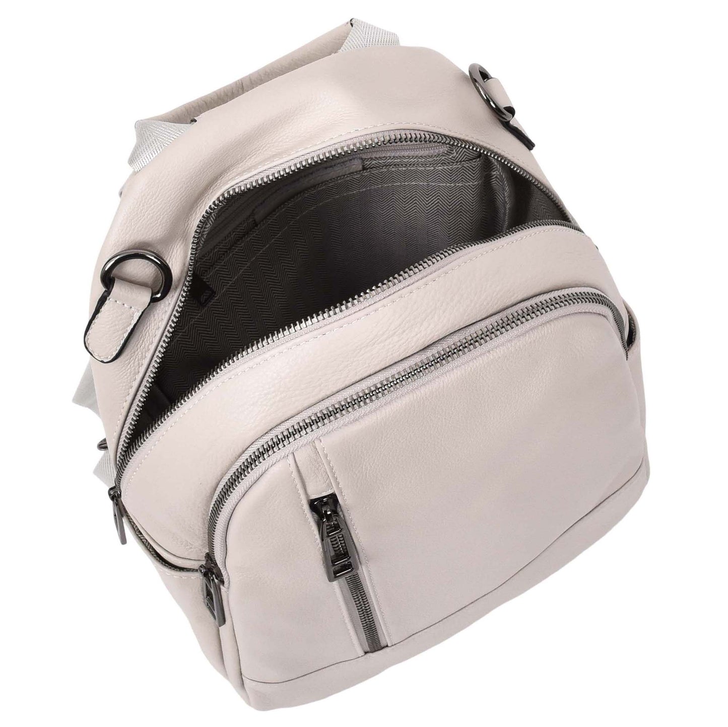 Womens Real Leather Casual Backpack Victoria Off White 7