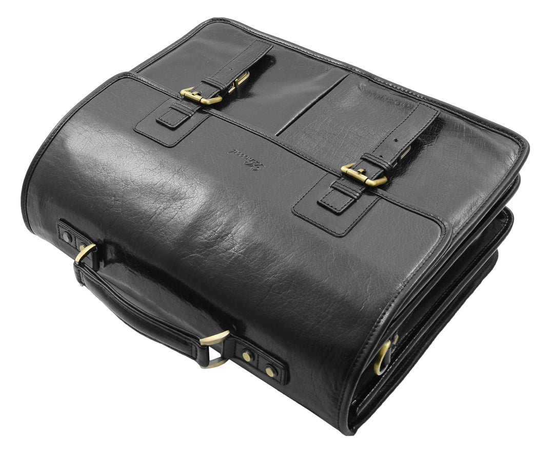 Mens Leather Briefcase Cross Body Bag Buckerell Black
