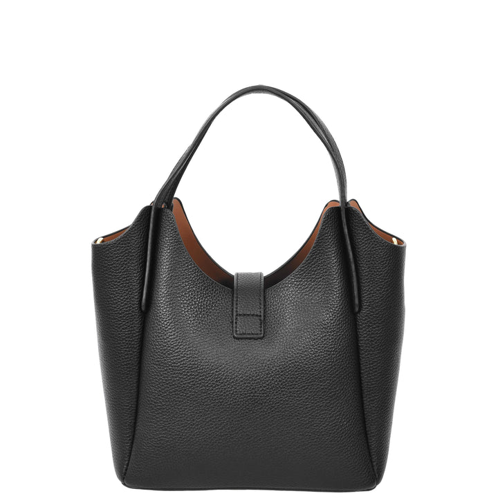 Womens Faux Leather Small Handbag Jasmine Black 1