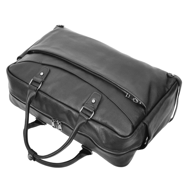 Leather Holdall Weekend Bag Langley Black 4