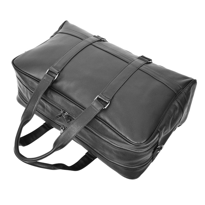 Leather Holdall Weekend Bag Preston Black 4