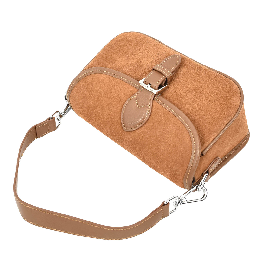 Women’s Real Suede Crossbody Bag Small Handbag Elodie Tan 5