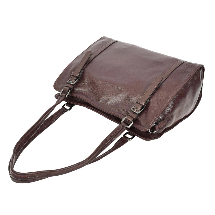 Women's Real Leather Shoulder Bag Classic 2-in-1 Adjustable Strap Timeless Design Hilda Purple