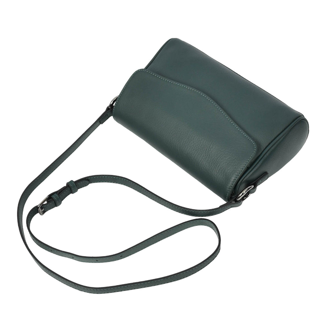 Womens Real Leather Cross Body Bag Small Organiser Classic Style Colette Green-5