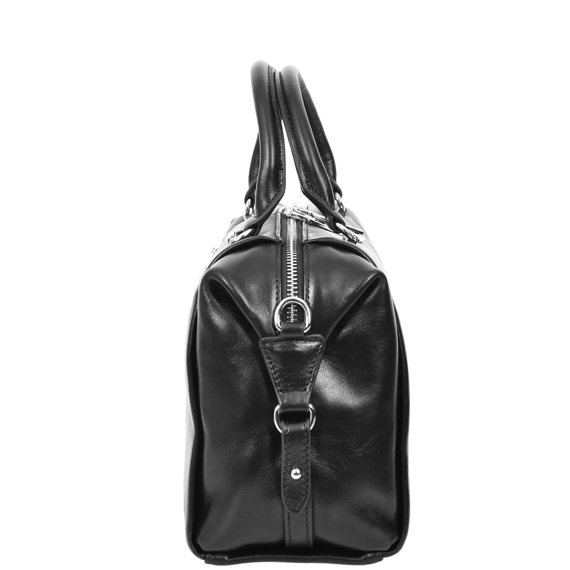 Womens Leather Small Barrel Shape Handbag Luna Black 3