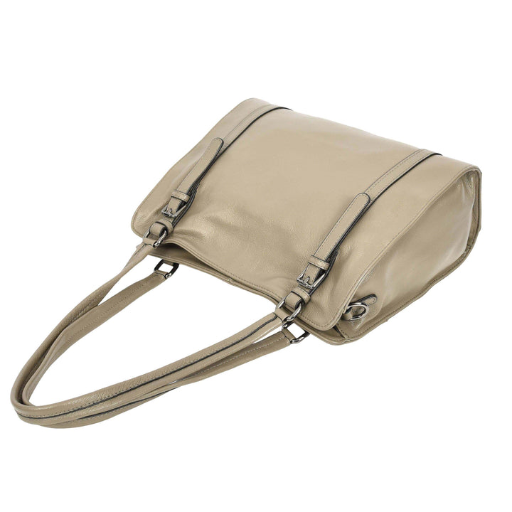 Women's Real Leather Shoulder Bag Classic 2-in-1 Adjustable Strap Timeless Design Hilda Grey
