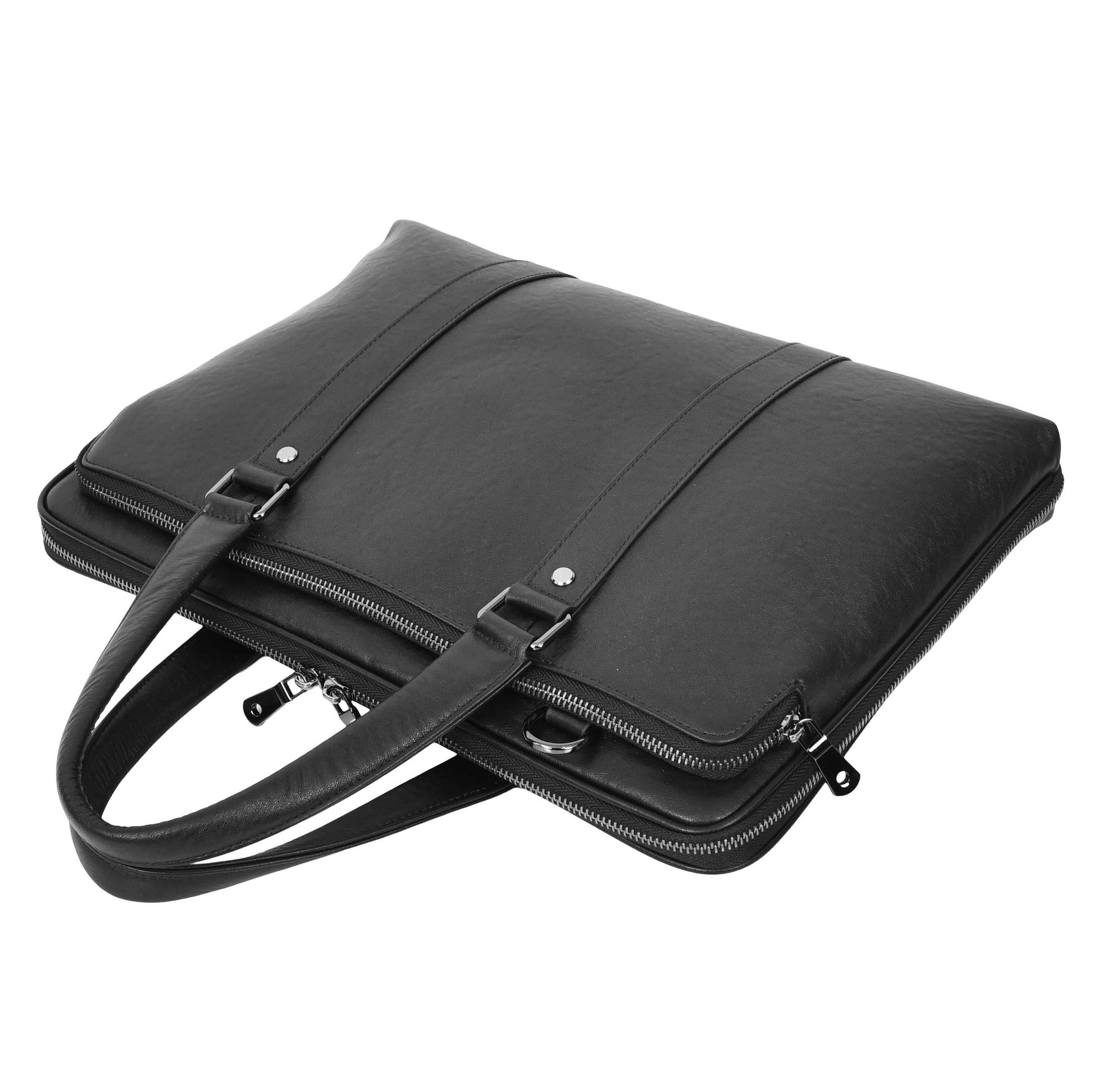 Real Leather Cross Body Briefcase Monterey Black 4