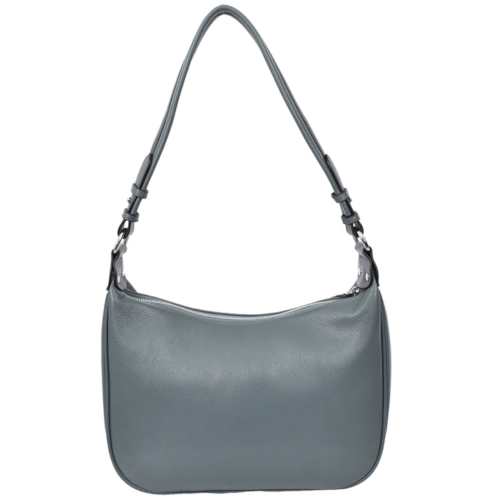 Womens Leather Hobo Style Shoulder Bag Daphne Teal 1