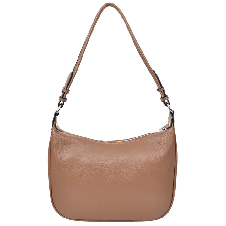 Womens Leather Hobo Style Shoulder Bag Daphne Brown 1