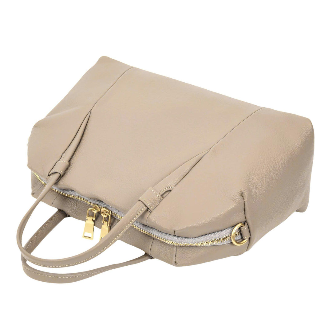 Women's Leather Satchel Handbag Large Tote Katy Grey 6