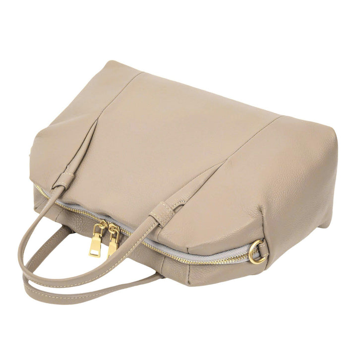 Women's Leather Satchel Handbag Large Tote Katy Grey 6