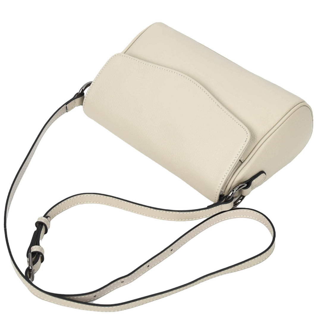 Womens Real Leather Cross Body Bag Small Organiser Classic Style Colette Off White-5