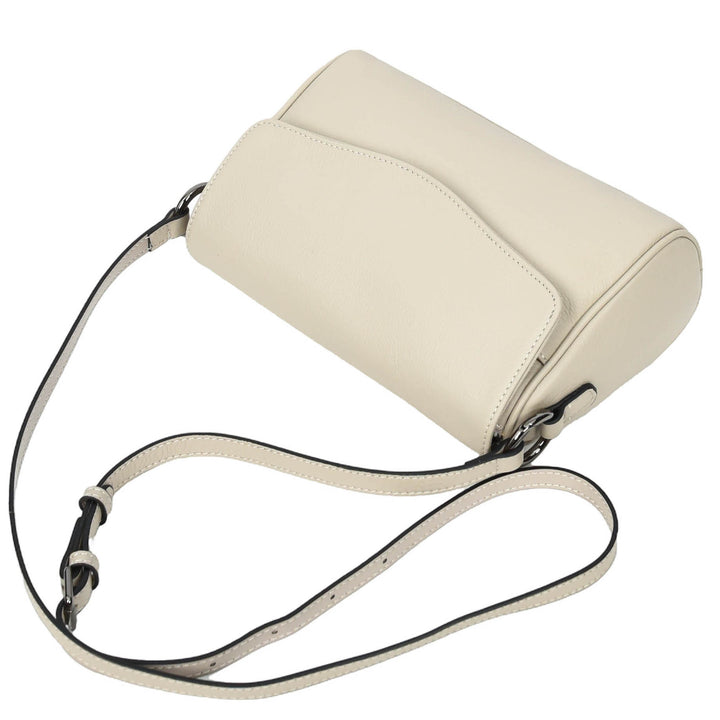 Womens Real Leather Cross Body Bag Small Organiser Classic Style Colette Off White-5
