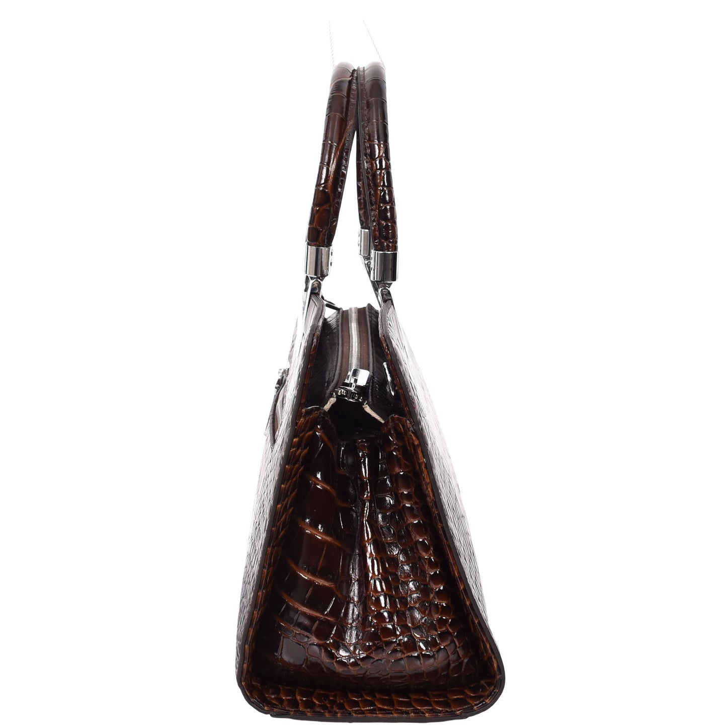 Womens Leather Croc Print Handbag Madeline Brown 3