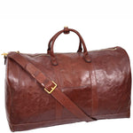 Travel Duffle Bag Genuine Vegetable Leather Large Holdall HOL712 Brown 9