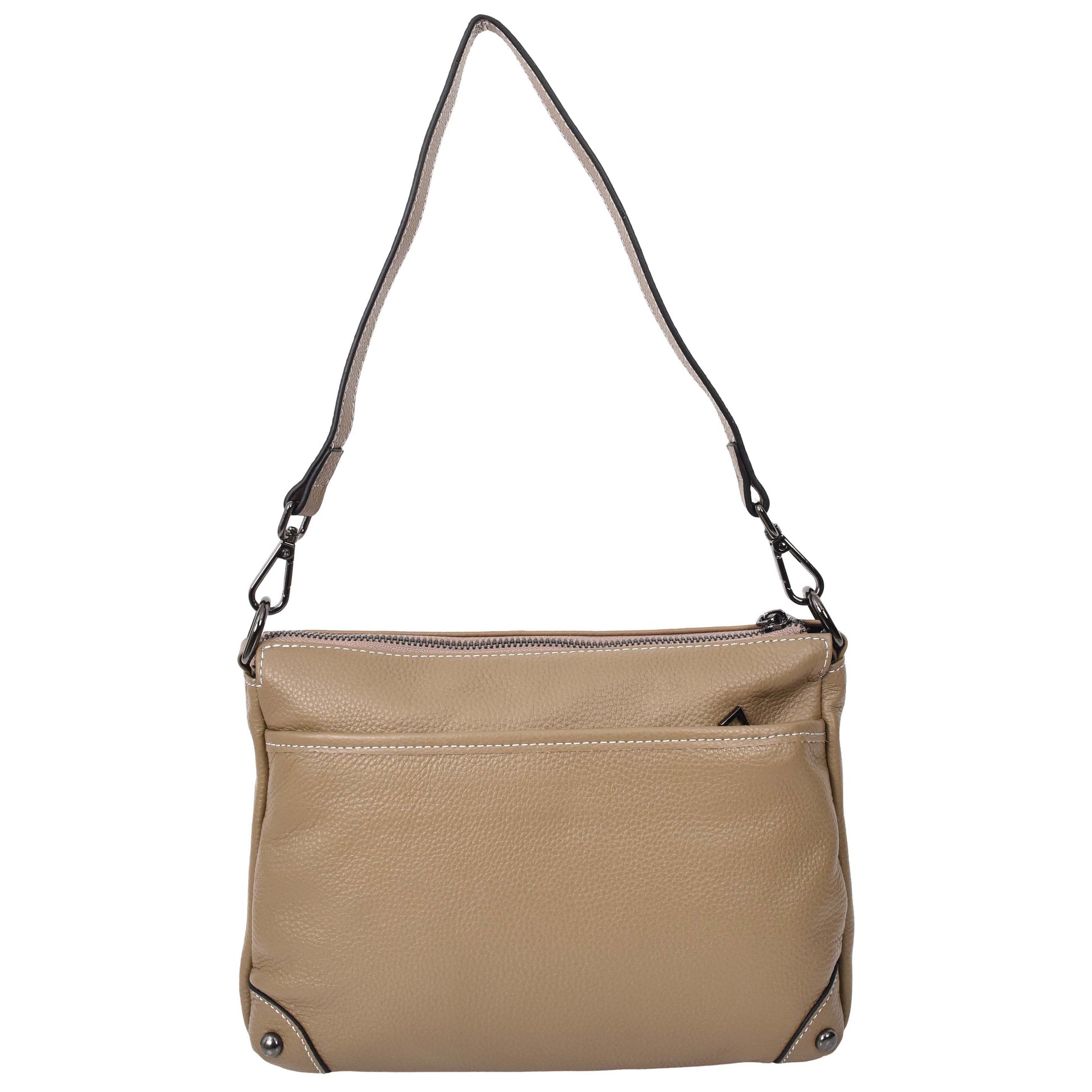 Womens Leather 2-in-1 Cross Body Shoulder Bag Olivia Beige 3