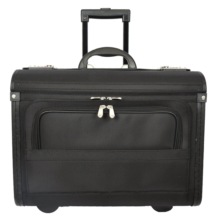 House Of Leather Wheeled Pilot Case Black Ballistic Nylon, Cabin Size Large Briefcase Business Travel Case CoPilot
