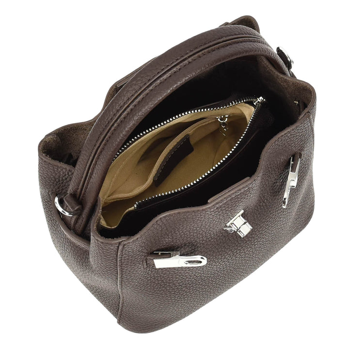 Women’s Small Handbag with Detachable Strap & Removable Zip Pouch Stacey Coffee 7