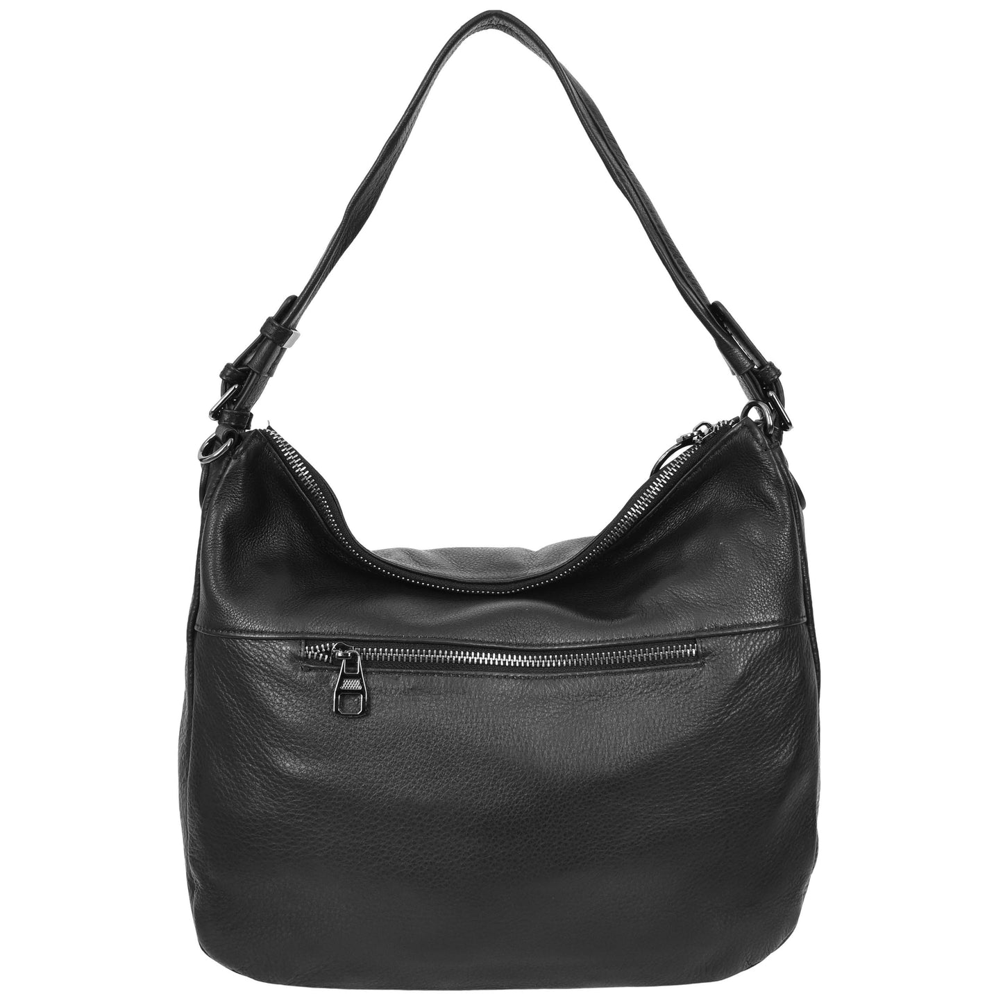 Womens Real Leather Hobo Style Handbag Diana Black 1