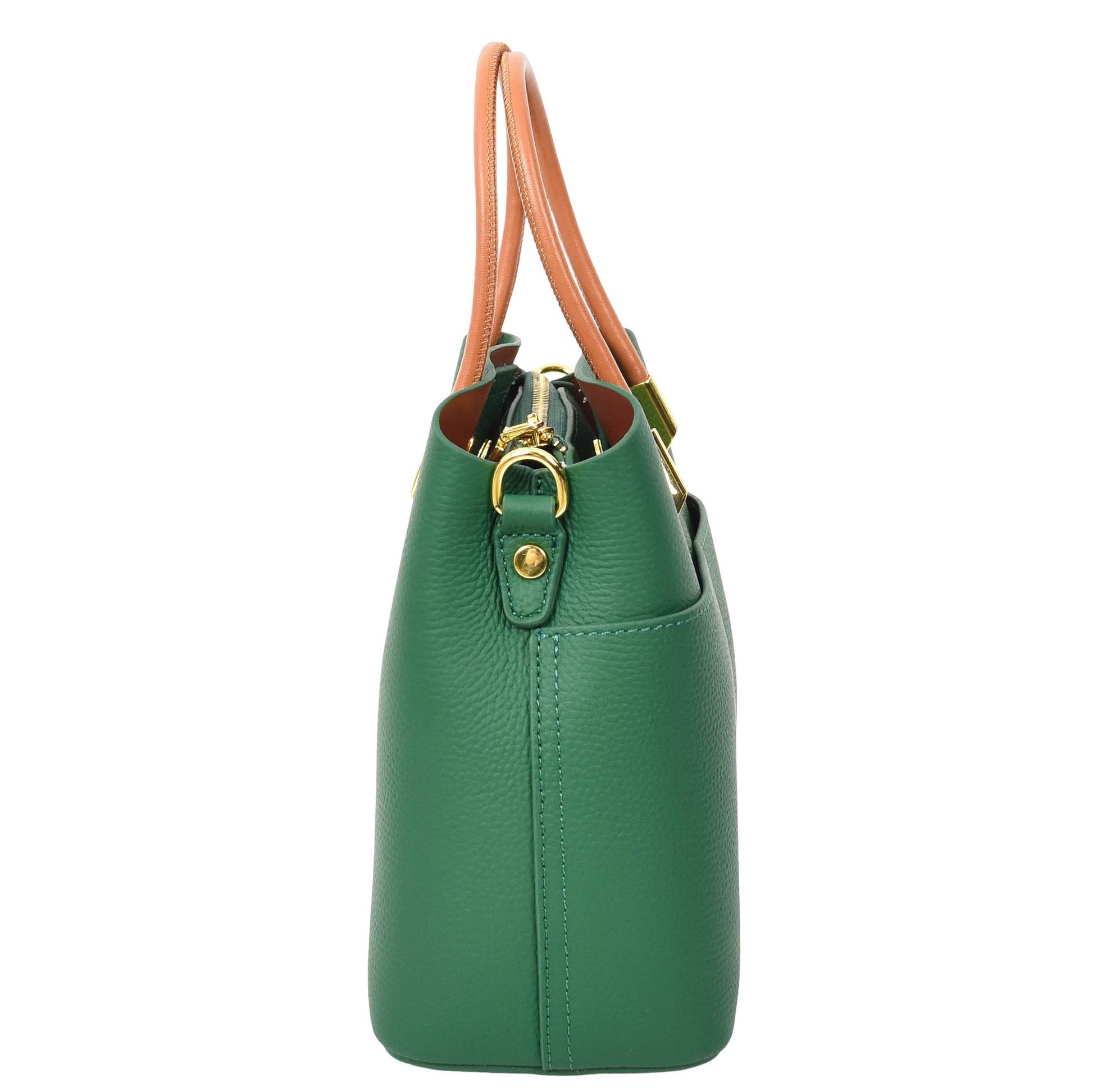 Womens Leather Top Handle Bag Ella Green 4