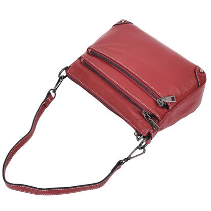 Womens Leather 2-in-1 Cross Body Shoulder Bag Olivia Red 4