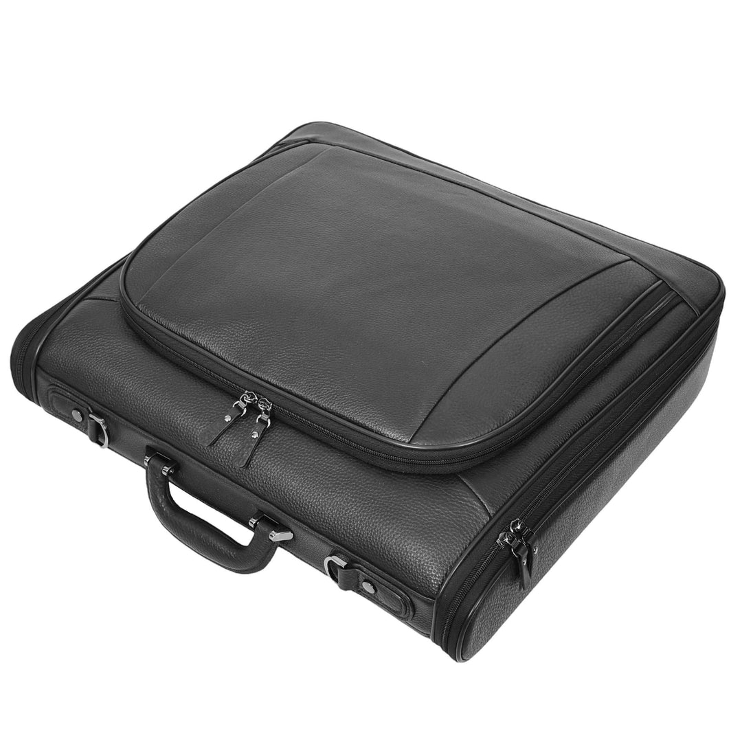 Real Leather Large Size Travel Garment Suit Carrier Bag Narok Black-5
