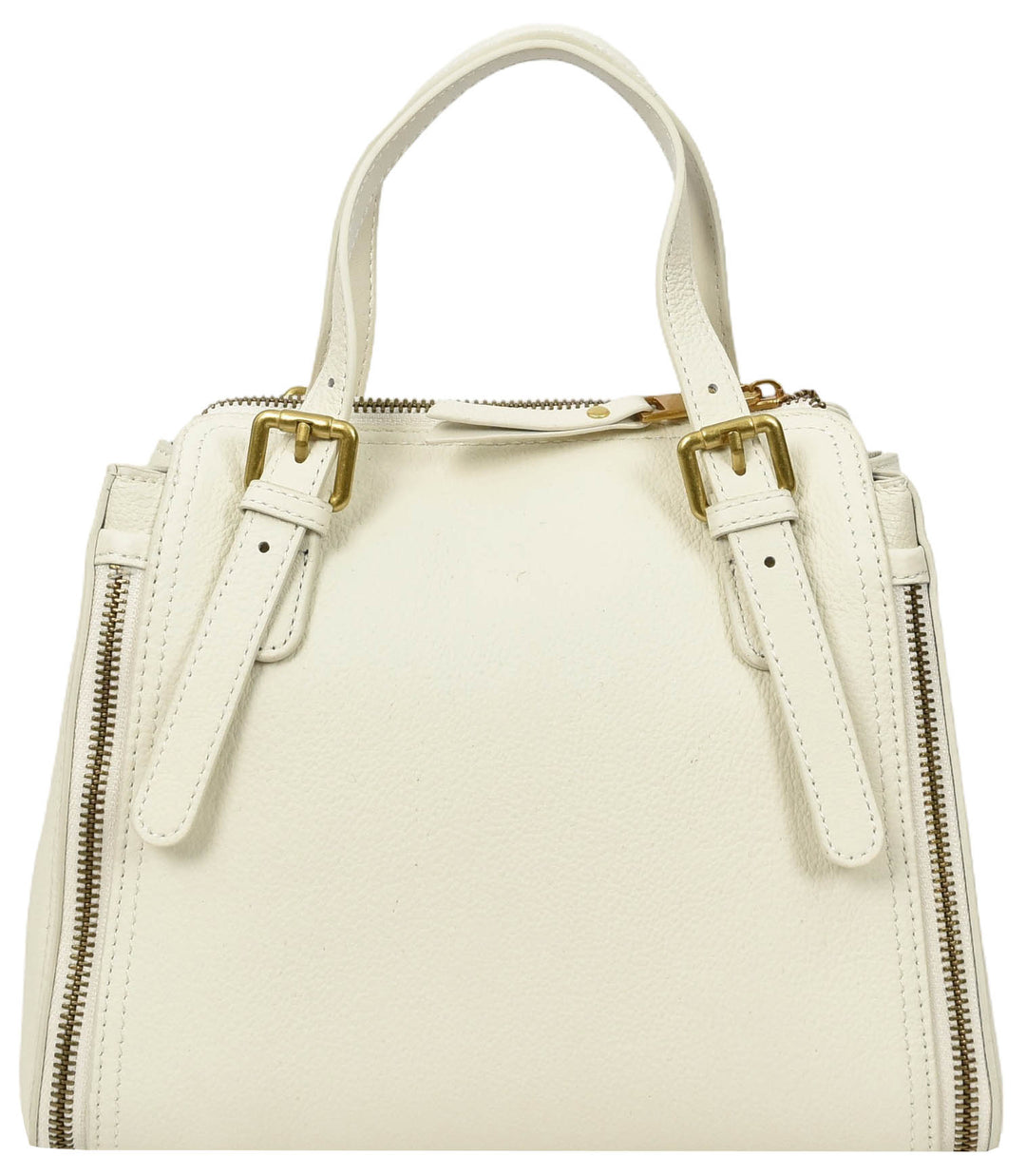 Womens Real Leather Handbag Small Size Top-Handle Style Juniper White-3