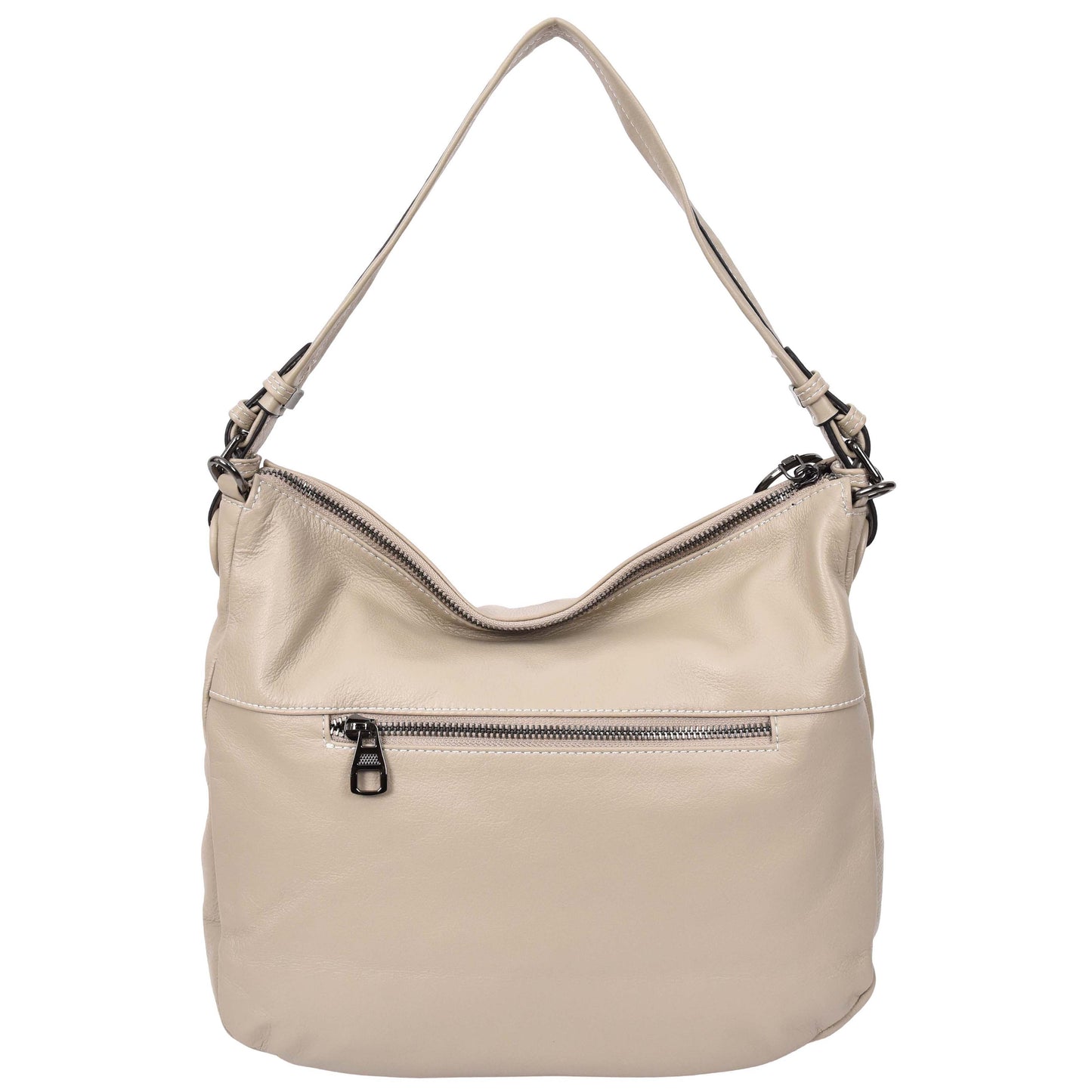 Womens Real Leather Hobo Style Handbag Diana Taupe 1