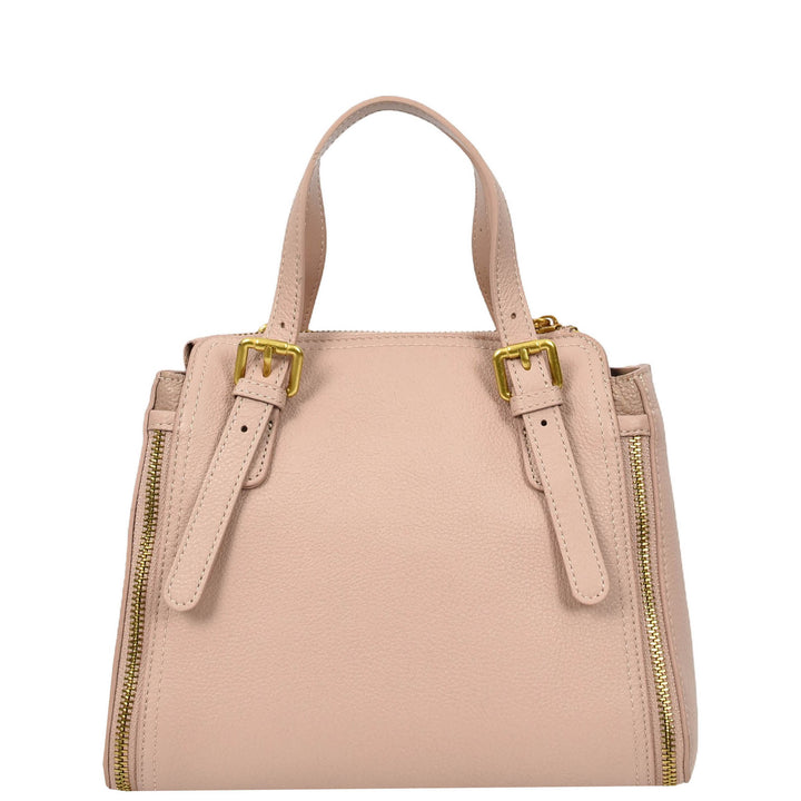 Womens Real Leather Handbag Small Size Top-Handle Style Juniper Pink-2