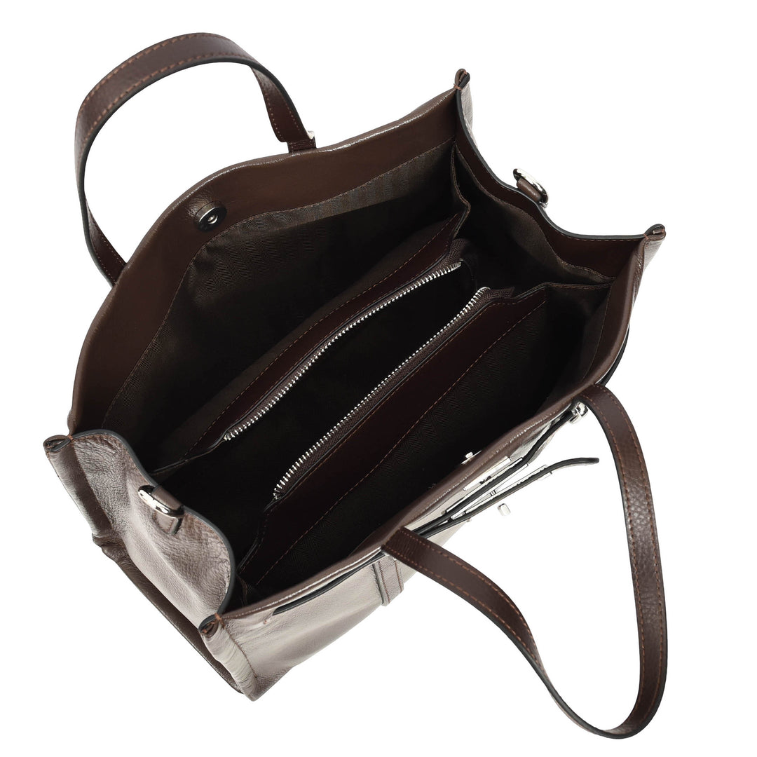 Women's Real Leather Handbag Detachable Strap Shoulder Bag Raven Coffee 6