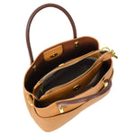 Womens Leather Top Handle Bag Ella Tan 5
