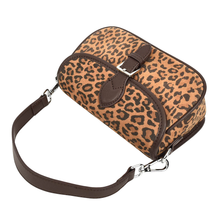 Women’s Real Suede Crossbody Bag Small Handbag Elodie Leopard Print 5