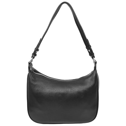 Womens Leather Hobo Style Shoulder Bag Daphne Black 1