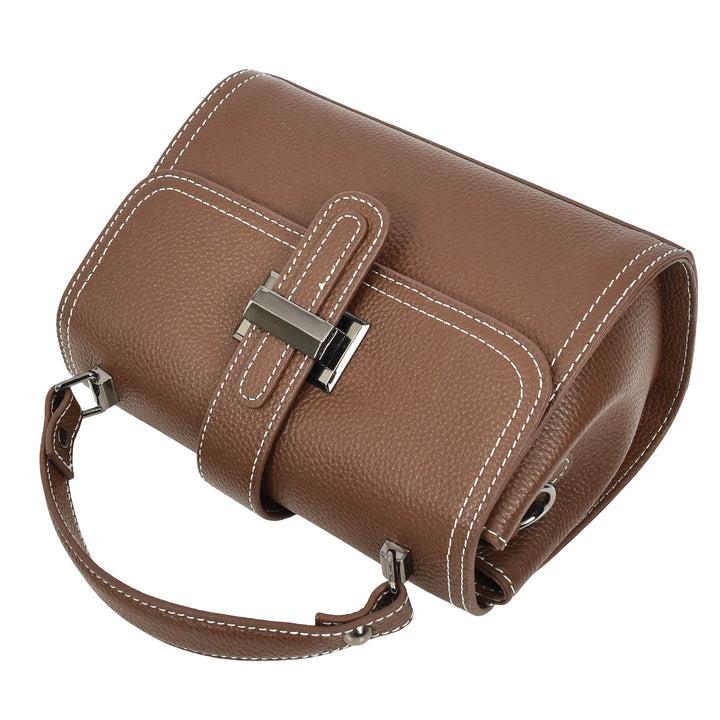 Womens Leather Shoulder Handbag Top Handle Crossbody Bag Polly Brown 5