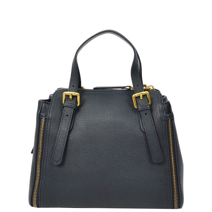 Womens Real Leather Handbag Small Size Top-Handle Style Juniper Blue-2