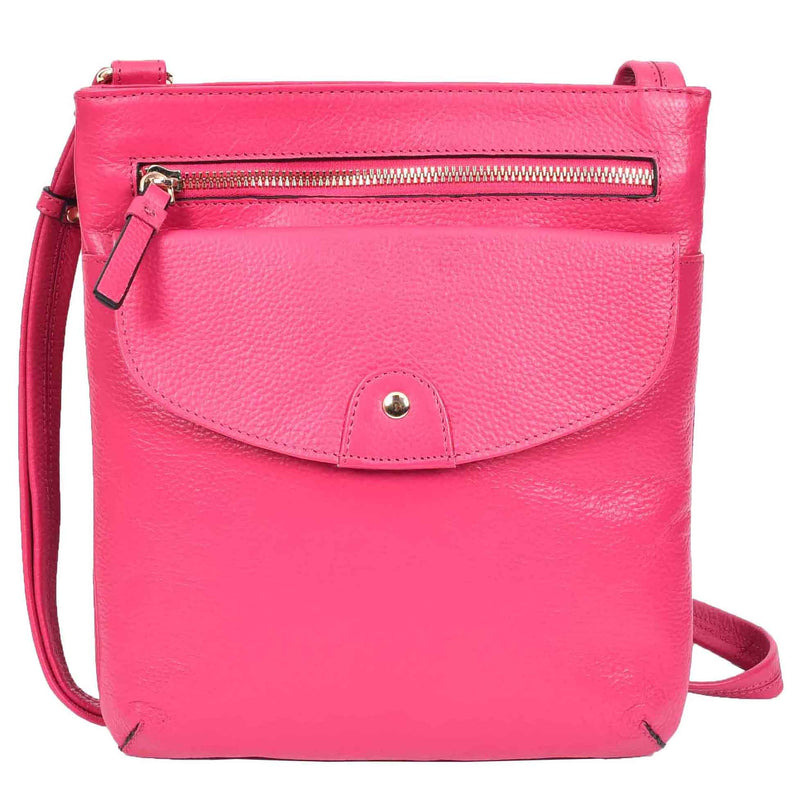 Womens Cross Body Sling Bag Leather Messenger HOL5 Pink 10