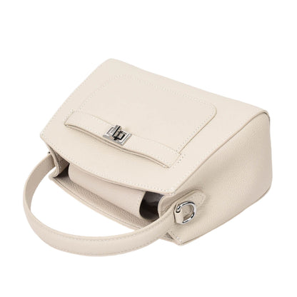 Womens Leather Top Handle Small Bag Lydia Off White 4