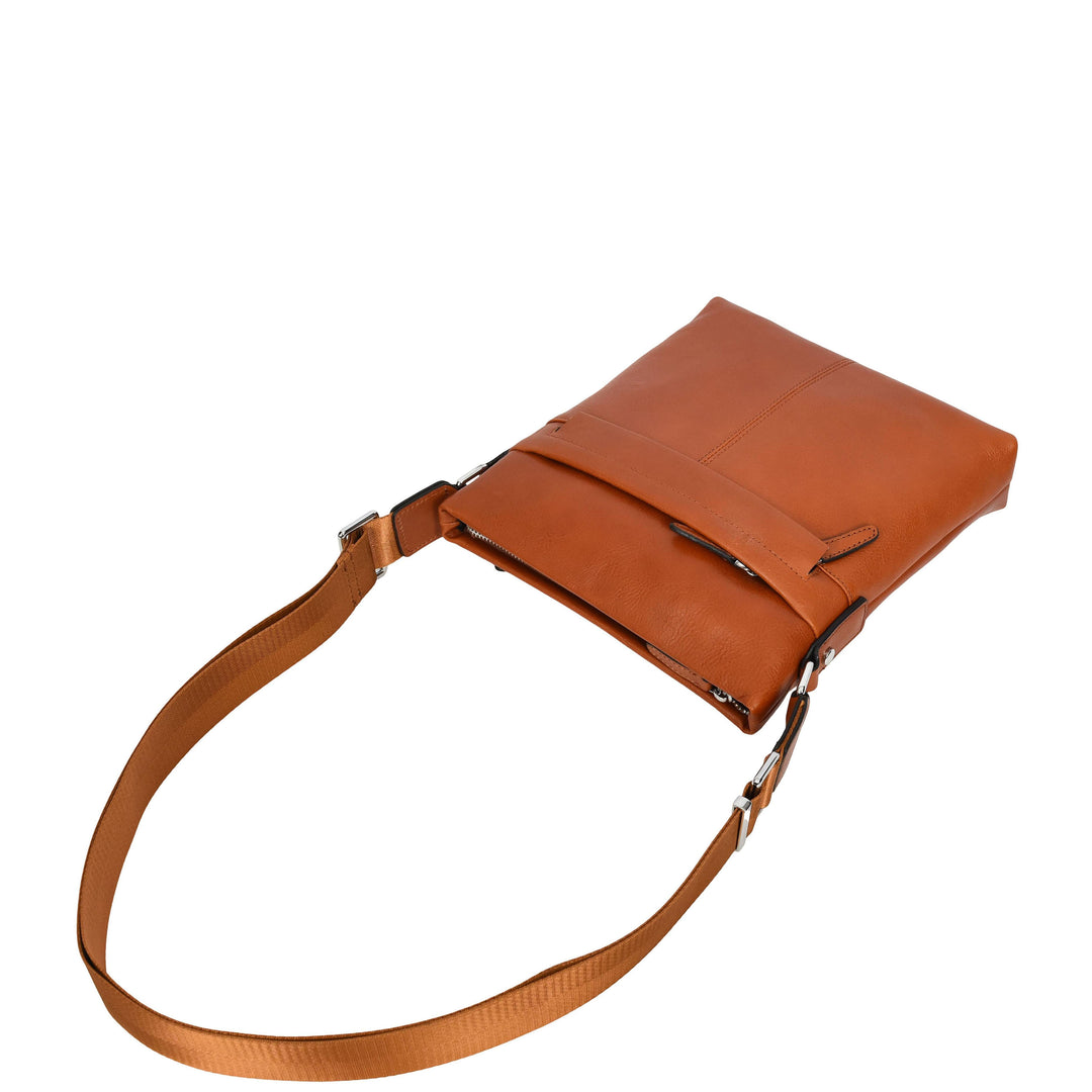 Mens Real Leather Cross body Bag Messenger Shoulder Flight Bag Classic Design Zion Tan