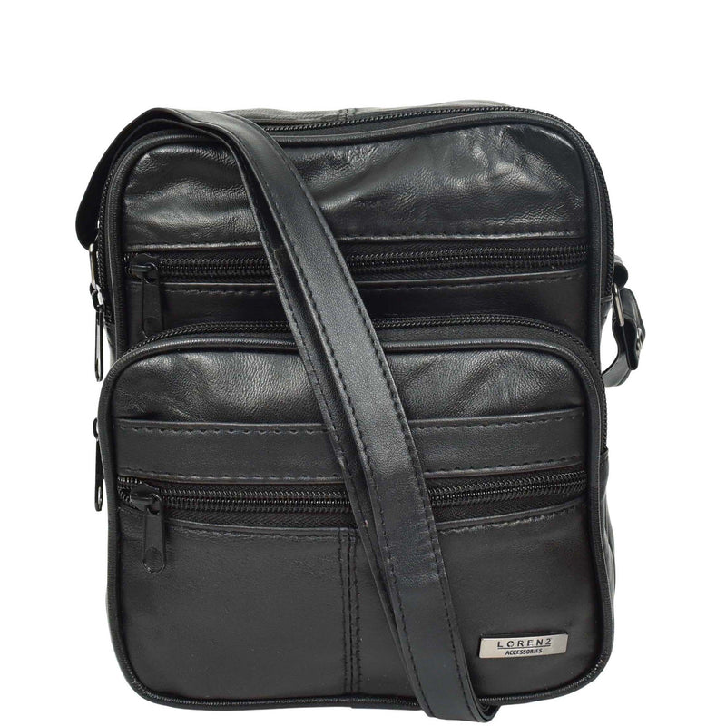 Soft Leather Man Bag Mens Cross Body Messenger Pouch HOL1541 Black 9