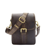 Mens Trendy Smart Crossbody Bag Genuine Leather Messenger Lucas Brown