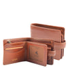 Mens Real Leather Wallet Coins Notes RFID HOL242 Tan
