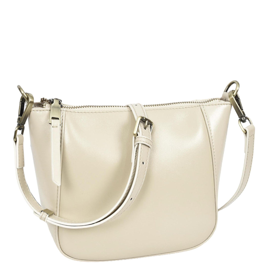 Womens Real Leather Cross Body Bag Small Size Sling Pouch Catherine White-2
