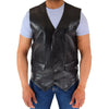 Mens Real Leather Gilet Vest Waistcoat SAM Black