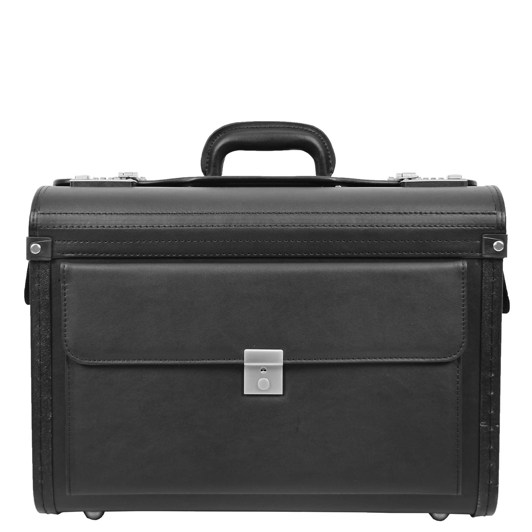 Pilot Case Faux Leather Dual Combination Lock Briefcase Lightweight Business Professionals Travel Bag Skyward