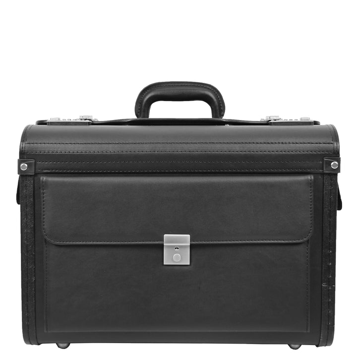 Pilot Case Faux Leather Dual Combination Lock Briefcase Lightweight Business Professionals Travel Bag Skyward