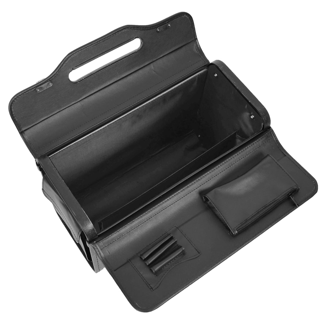 Pilot Case Faux Leather Dual Combination Lock Briefcase Lightweight Business Professionals Travel Bag Skyward